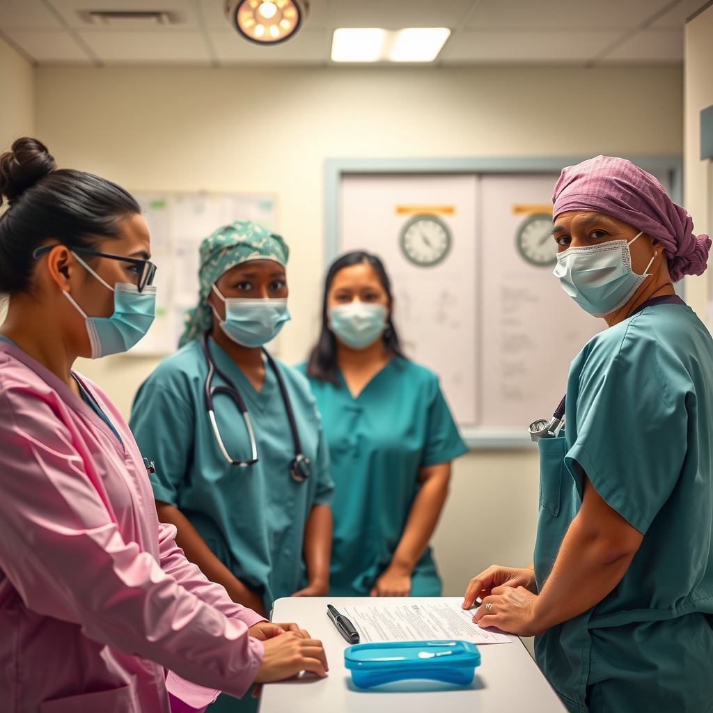 Medical professionals providing healthcare services in a community clinic, showing compassionate care and health support for underserved populations