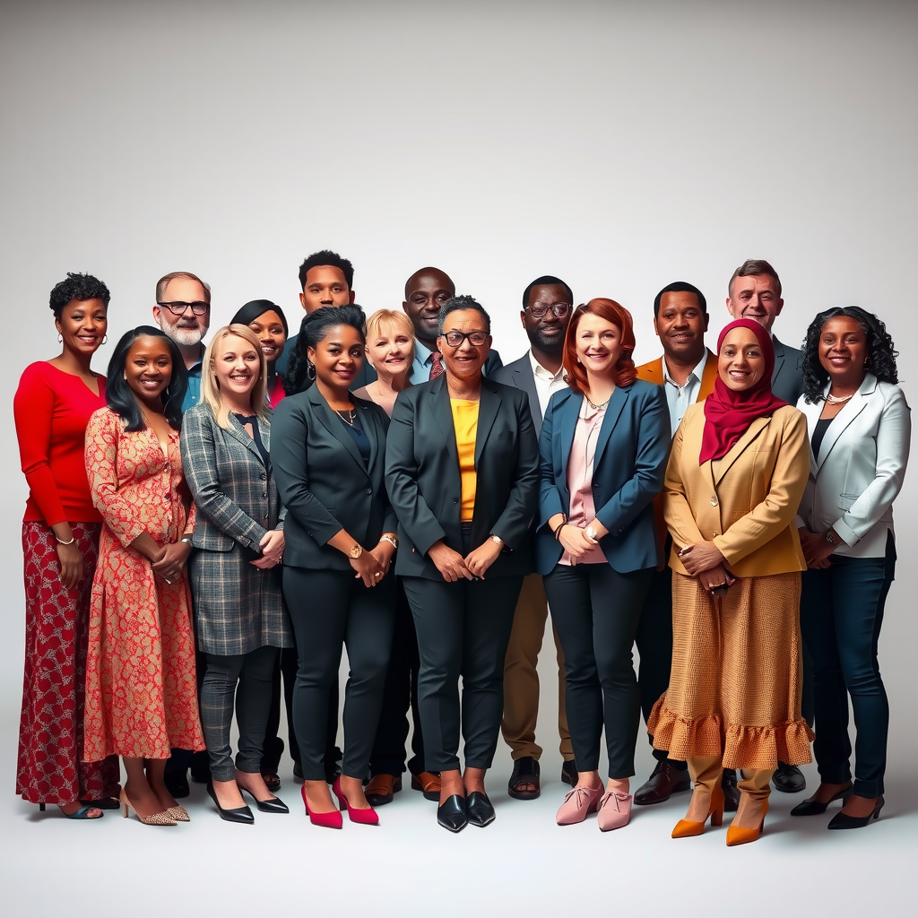 Diverse team of G A G Charitable Corporation staff and volunteers standing together, representing unity, diversity, and commitment to social service and philanthropy